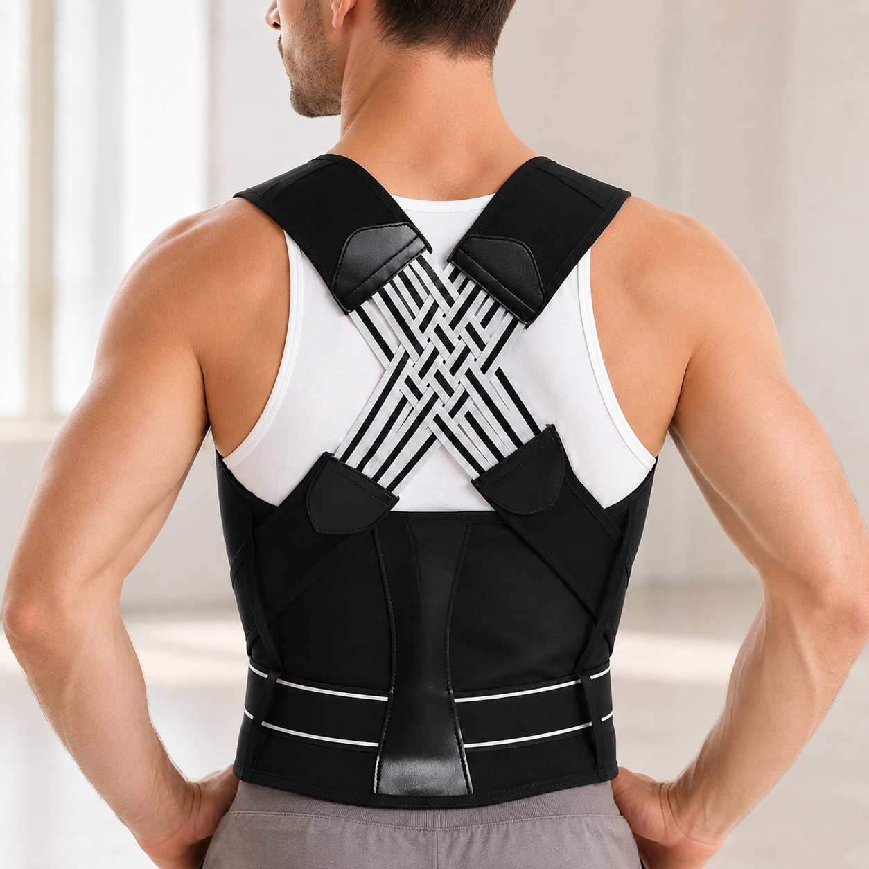 Correcteur de posture porté sur le haut du dos