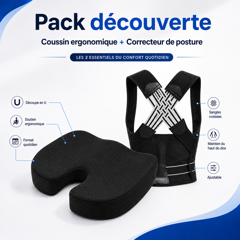 Pack découverte DosZenn : coussin d’assise et correcteur de posture